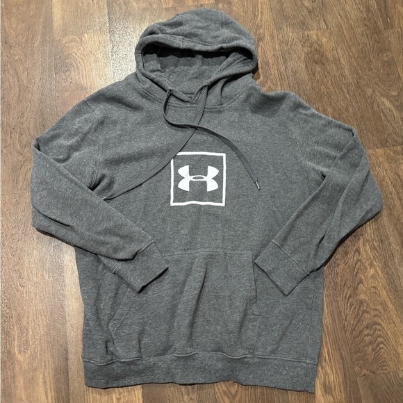 Under Armour Classic Boxed Logo Pullover Hoodie Sweatshirt Gray Men’s Medium - Picture 2 of 7
